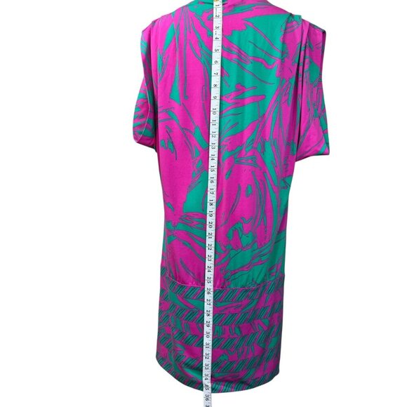 BCBGMAXAZRIA Cowl Neck Abstract Print Mini Dress | Size L - Picture 8 of 12